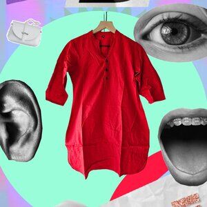 Chic Red Tunic Top – Size Small